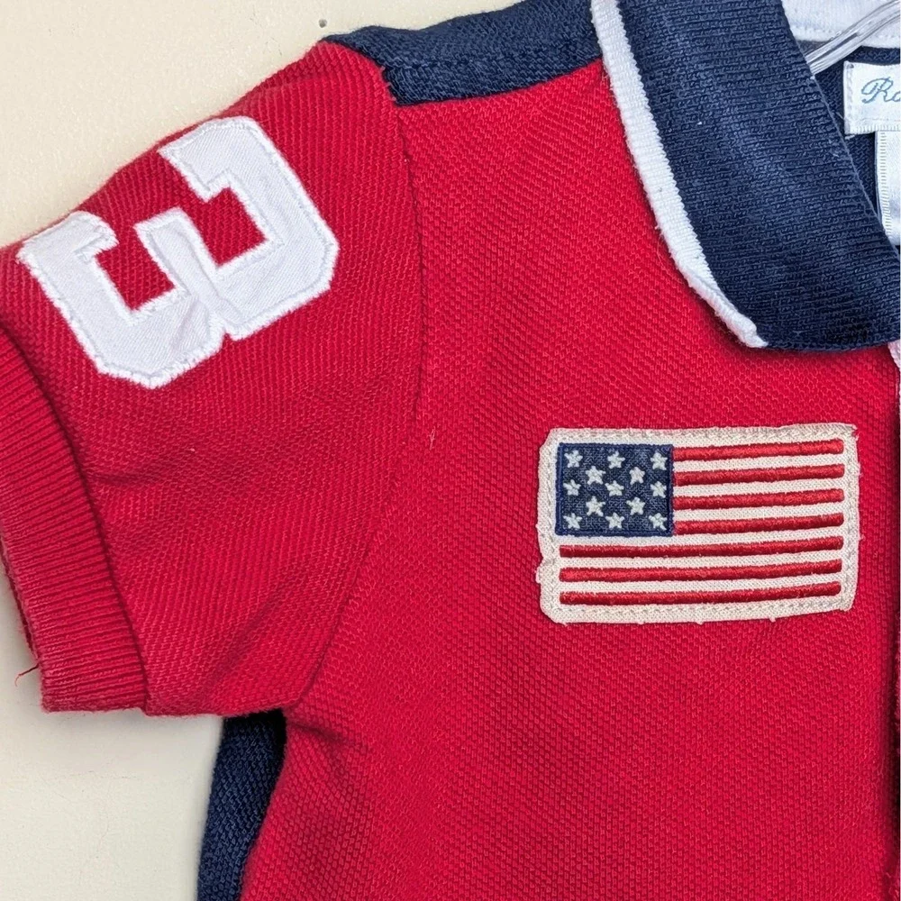 Ralph Lauren Polo Big Pony USA Flag Patch Baby Size 9 Months
